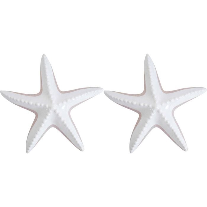 2PK LVD Starfish Organic Ceramic Figurine Home Decor Large White