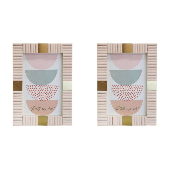 2PK LVD Wooden Acrylic Roman Picture/Photo Frame 4x6 13.5x2x18.5cm Neutral