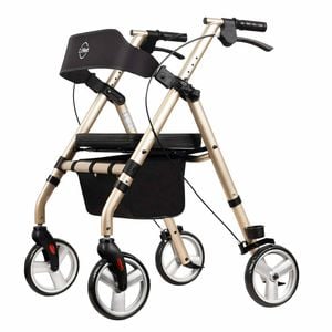 Rollator Mobility Walker with Seat and Padded Backrest - Champagne