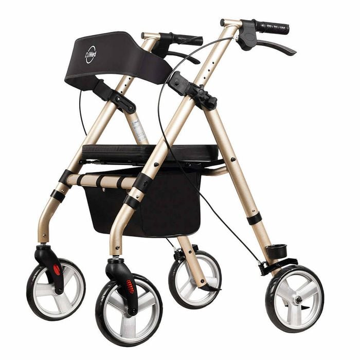 Rollator Mobility Walker with Seat and Padded Backrest - Champagne