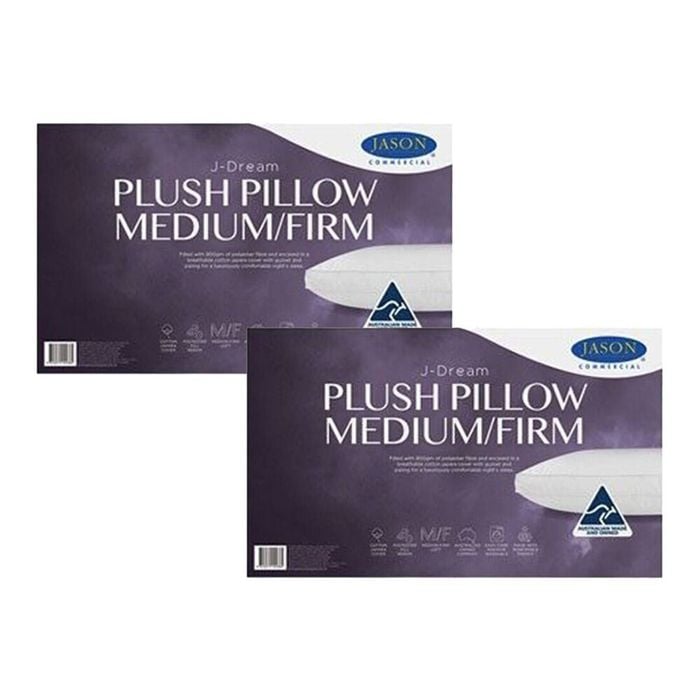2PK Jason Commercial J-Dream Plush Medium/Firm Gusseted Pillow 48x73cm