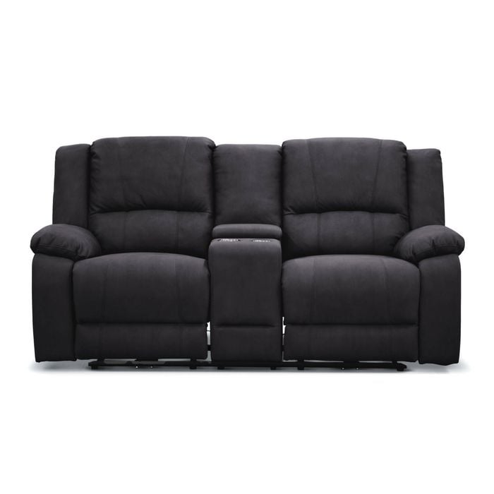 Anderson 2 Seater Fabric Electric Recliner Sofa Lounge Chair Jet Dark Grey