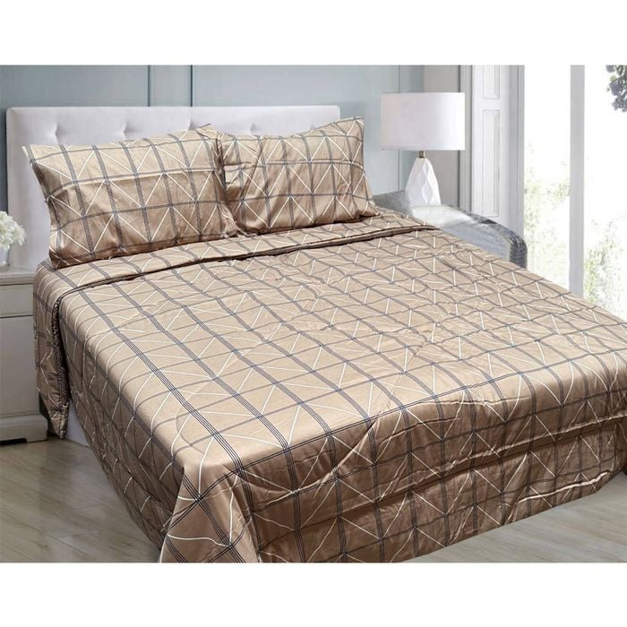 Hotel Living 3 Pce Light Weight Comforter Set Queen Oscar Chevron Checkers