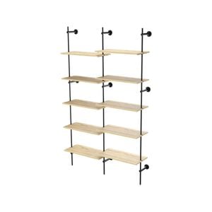 Flexi Storage Studio Black And Oak 2 Bay 10 Wall Shelf Kit
