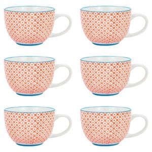 250ml Patterned Vintage Style Tea Cups Cappuccino Coffee Cups - Pack of 6