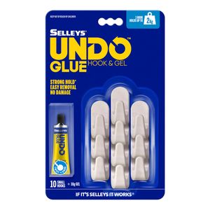 Selleys 10 Pack Small Undo Hook and Glue