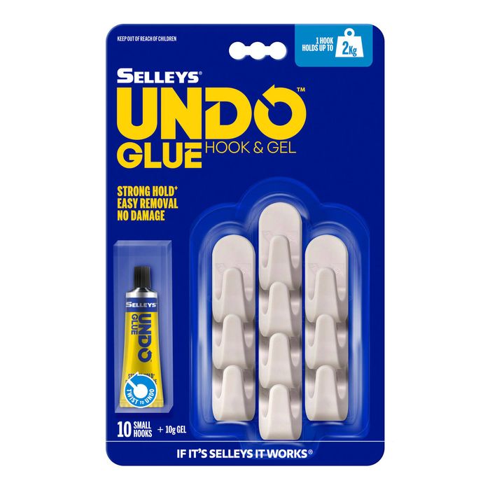 Selleys 10 Pack Small Undo Hook and Glue