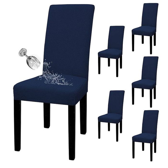 Catzon 6 Pcs Dining Chair Covers Waterproof Stretch-Navy Blue