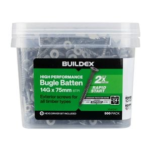 Buildex® 14G x 75mm Class 4 Bugle Batten Screws - 500 pack