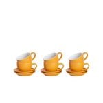 Argon Tableware 12 Piece Coloured Cappuccino Cup And Saucer Set - Yellow - 250ml