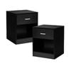 Costway 2 X Wood Besdside Table Storage Nightstand Cabinet W/drawer & Open Shelf Black