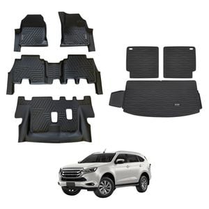 AUSGO Floor Mats & Boot Liner Set for ISUZU MUX MU-X 2021-Onwards Car Floor Liners Cargo Mat