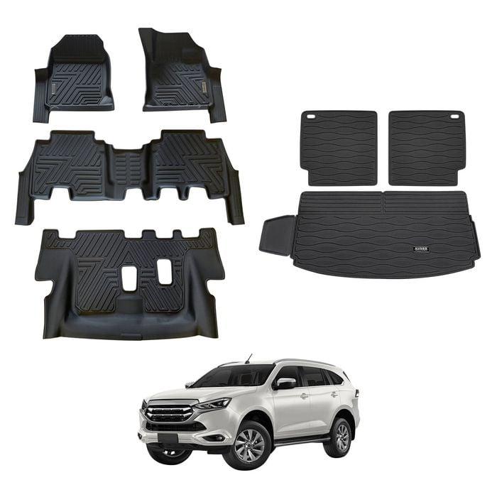 AUSGO Floor Mats & Boot Liner Set for ISUZU MUX MU-X 2021-Onwards Car Floor Liners Cargo Mat