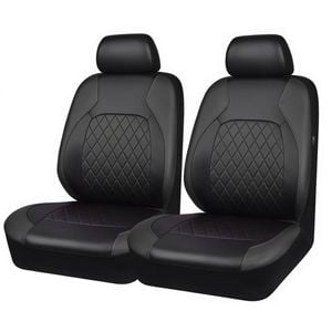 Catzon 4Pcs Car Seat Cover PU Leather Universal Front Seat Protector-Black