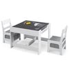 Costway 3-in-1 Kids Table And Chairs Set Activity Study Desk W/removable Chalkboard  & Storage Box Grey