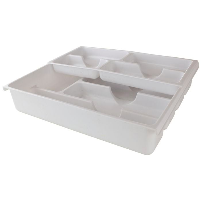 HomeLeisure 300mm Wide White Trend Double-Up Cutlery Tray