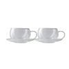 2pc Maxwell & Williams Blend Double Wall 270ml Glass Cup w/ Saucer - White
