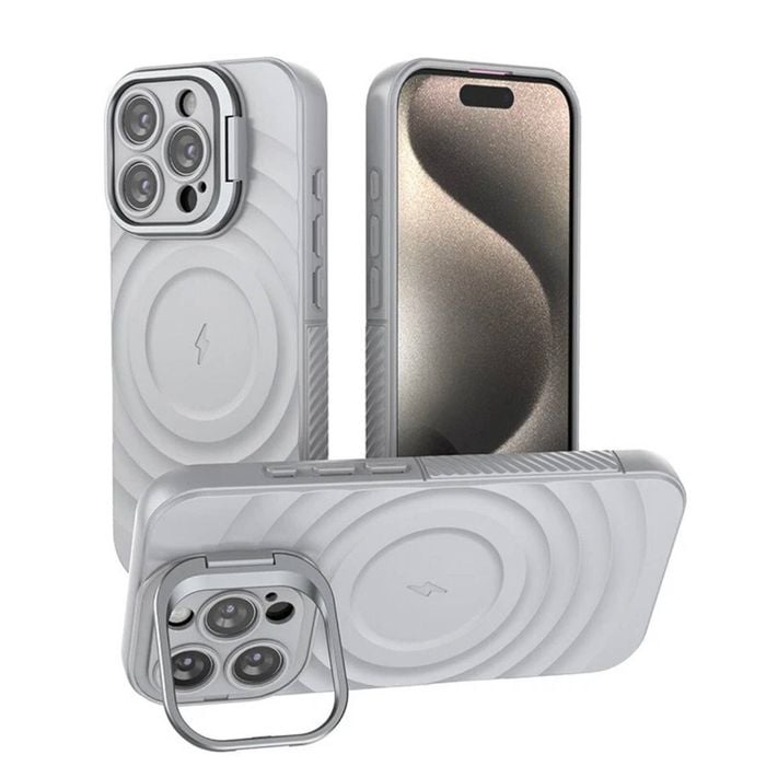 Magnetic Magsafe Case Back Camera Holder Cover - For Apple iPhone 16 Pro Max (Grey)