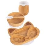 Tiny Dining 4pc Bamboo Fox Baby Feeding Set with Suction Cup