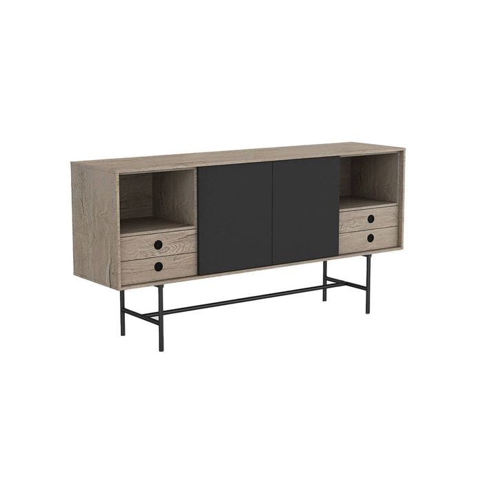 Modern Home BAYLEN Sideboard Buffet 160cm(L)x40cm(D)x80cm(H)- Oak & Black