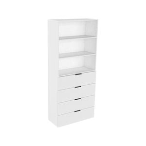 Lugna 2048 x 900 x 380mm White 2 Adjustable Shelf 4 Drawer Robe Insert - White