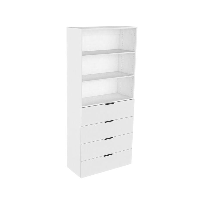 Lugna 2048 x 900 x 380mm White 2 Adjustable Shelf 4 Drawer Robe Insert - White