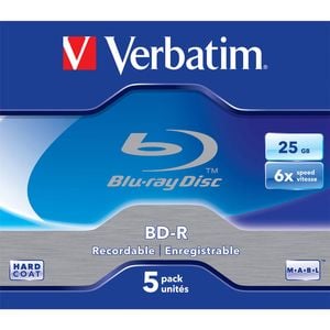 5PK Verbatim BD-R 25GB 6x Speed Recordable Blank Disc Data Storage w/ Jewel Case