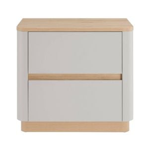 Design Square Nolana Wooden Nighstand Bedside Table 2-Drawers Natural/Grey