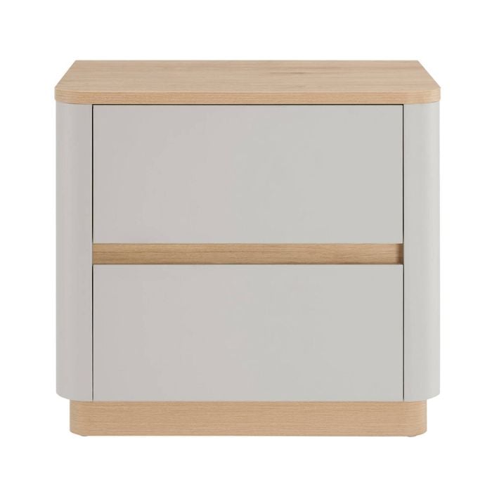 Design Square Nolana Wooden Nighstand Bedside Table 2-Drawers Natural/Grey
