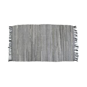 Tonal Chindi Cotton Handmade Floor Mat with Tassels 70 x 120 cm Grey