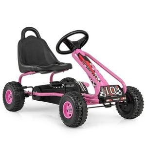 Costway Kids Pedal Go Kart Outdoor Ride On Car Toy Racer Pink