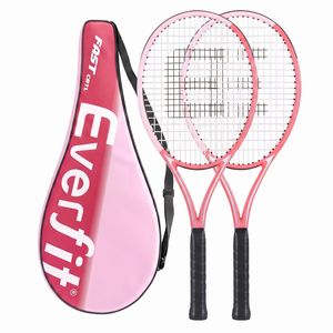 Everfit 27 Inch Tennis Racket Set 2 Pack Lightweight Cushioned Grip for Beginners Pink