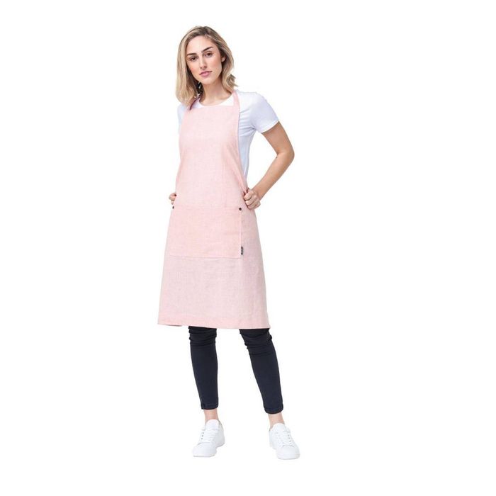 Urbanbar Bib Apron Clementine Linen Viscose Blend Blush 880mm Hospitality Uniforms