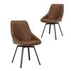Simplife Set of 2 Nemo Swivel Tan Faux leather Dining Chairs