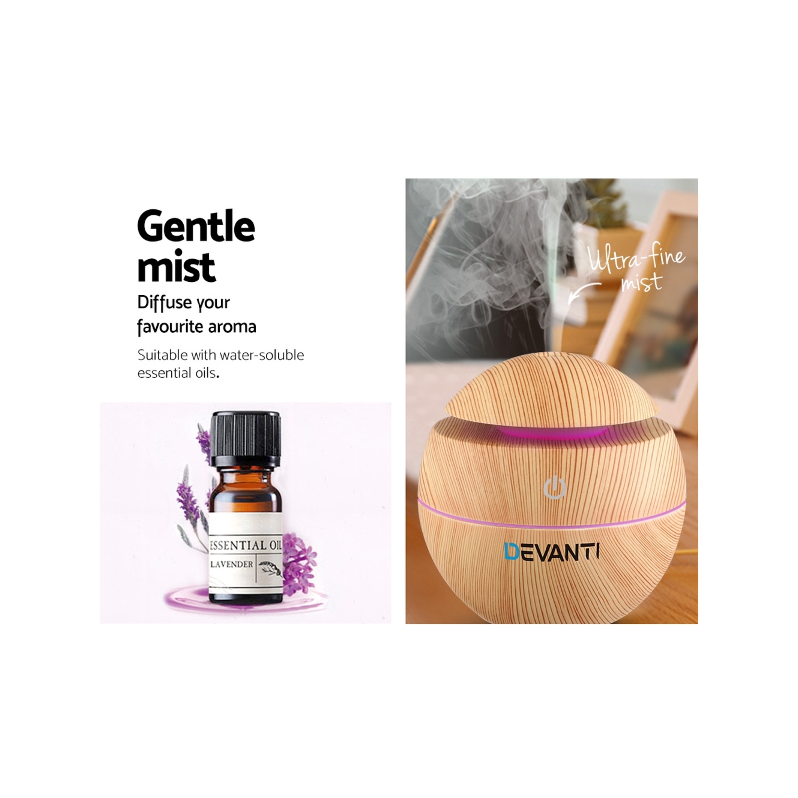 Devanti Aromatherapy Diffuser Essential Oils LED Light Bunnings Australia