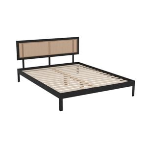 Casa Decor Tulum Platform Bed With Rattan Headboard Black King