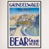 Galrie Bear Grand Hotel Vintage Travel Poster from Grindelwald, Switzerland Artwork, Black Frame, A1 60 x 84cm (23 x 33inch)