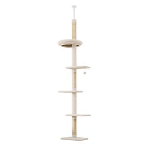 PaWz 275cm Adjustable Height Cat Scratching Tree - Beige