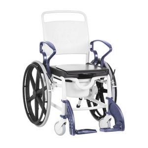Self-Propelled Shower Commode Wheelchair - Hospital Grade, Red, 130kg Capacity - Blue
