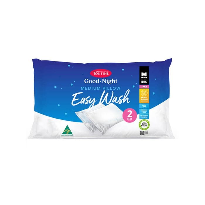 2PK Tontine Good Night Easy Wash Medium Sleeping Pillow - White
