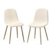 Oikiture 2x Dining Chairs Kitchen Accent Chair Lounge Sherpa White and Wooden