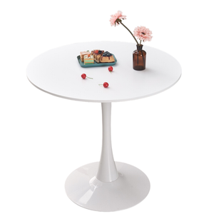 Bribrion 80cm Round Tulip Dining Table Pedestal Metal Base 2-4 Seater White