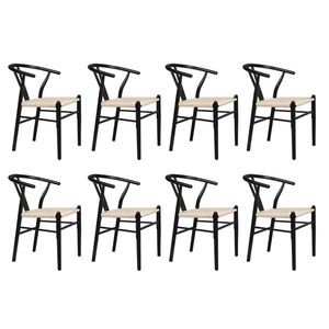 Levede 8pcs Replica Hans Wegner Dining Chairs - Black