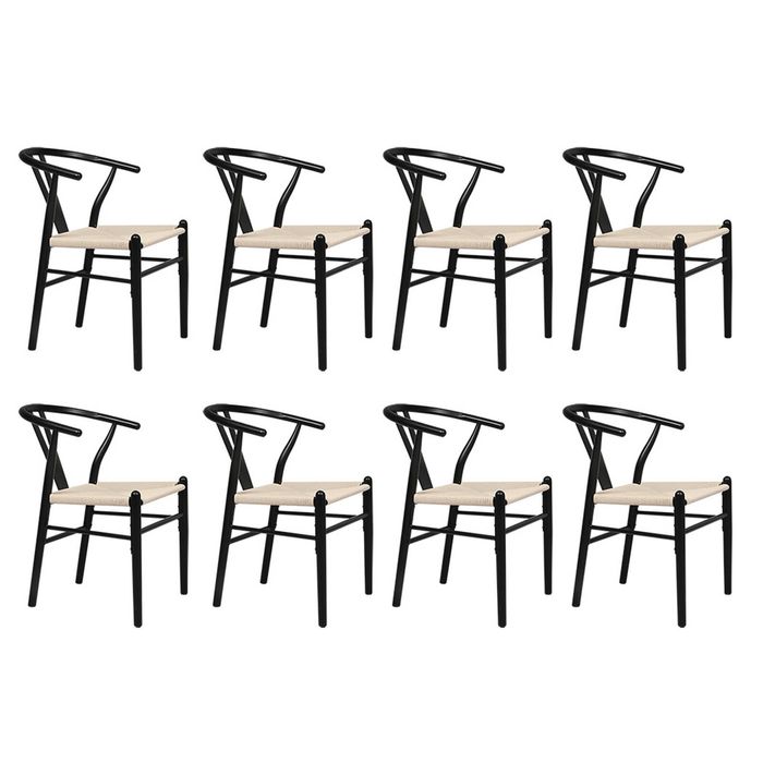 Levede 8pcs Replica Hans Wegner Dining Chairs - Black