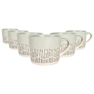 Nicola Spring Dipped Dash Stoneware Coffee Mugs - 450ml - Pack of 6
