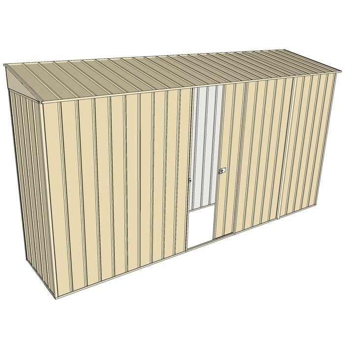 Build-a-Shed 0.8 x 3.7 x 2m Skillion Single Sliding Side Door Shed - Cream