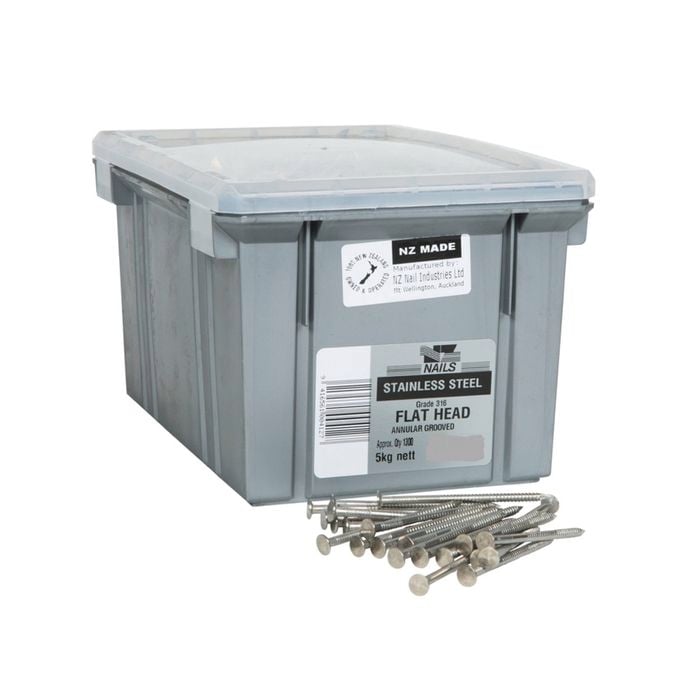 NZ Nails 125 x 6mm 5kg 316 Stainless Steel Flat Head Nail