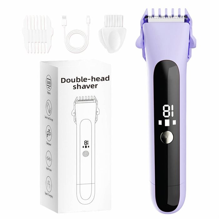 Catzon Women Bikini Trimmer Dual-head Electric Shaver For Legs Face Arms Underarms-purple