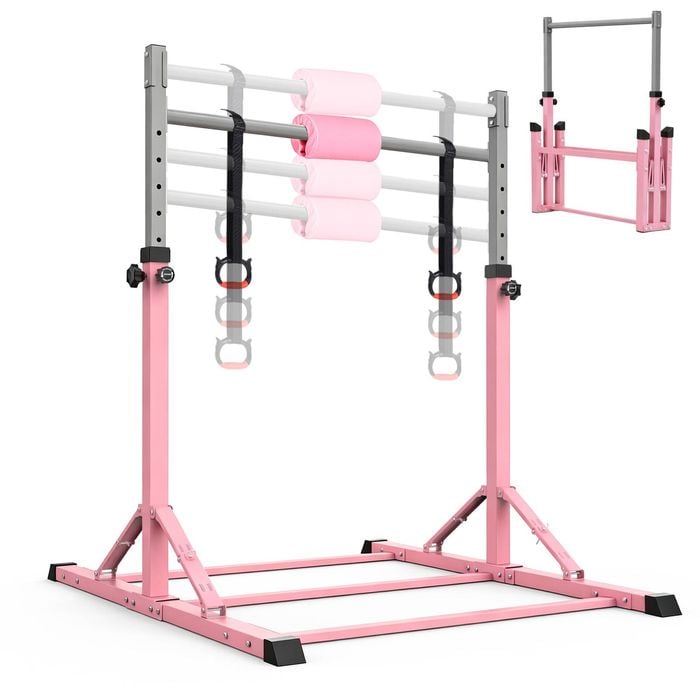 Advwin Gymnastics Bar For Kids, Foldable Horizontal Bar With 10-level Adjustable Height, Gymnastics Training Kip Bar, Ages 3-15
