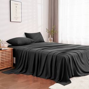 LINENOVA Pre Washed Microfiber Sheet Set - Single,Black
